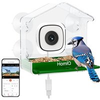 Smart Window Bird Feeder with 2K HD Camera, AI Bird Species Identification, 4 Strong Suction Cups, Clear Acrylic, Detachable Seed Tray, Indoor Bird Wa