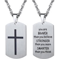 PROSTEEL Cross Necklace for Men, Lord's Prayer Cross Pendant with Adjustable Chain 22-24 Inches 316L Stainless Steel Bible Verse Christian Gifts for M