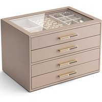 VLANDO Large Jewellery Box, 4-Tier Jewellery Organiser, Jewellery Storage with 4 Drawers for Watches,Sunglasses,For Ring, Necklace, Earring, Bracelet,
