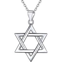 PROSILVER 925 Sterling Silver David Star Necklace with Chain 46+5CM-Adjustable, Jewish Jewelry (Send Gift Box)