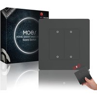 MOES ZigBee Smart Scene Switch with Star Ring Design - Requires MOES ZigBee Gateway, One Button Toggling, Whole House Linkage, 4 Gang - Grey