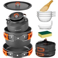Odoland Camping Cookware Set, Cooking Utensils with Camping Pot, Camping Frying Pan and Teapots for Outdoor Cooking Hiking Travelling for 2-3 People 2