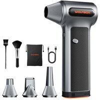 WOLFBOX MF200 Compressed Air Duster with Removable Battery, Super Power Cordless Blower - 3-Speed Adjustable, Long Life Mini Air Duster with 4 Nozzles