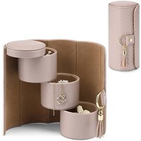 Vlando Travel Jewellery Case, Faux Leather Jewellery Rolls Jewellery Organiser for Rings, Earring, Necklaces,Bangle, Gift for Women, Couples, Friends