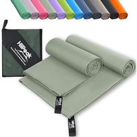HiiPeak Microfibre Towel 2 packï¼160x80cm+80x40cmï¼ Compact Camping Beach Towel - Quick Dry Ultra Lightweight Absorbent Sports Gym Yoga Swimming Hik