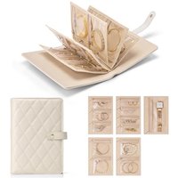 Vlando Travel Jewellery Organiser, Teacher Gift, Jewellery Case Ring Binder with 5pcs Velvet Jewellery Pouches Bag for Necklace, Earring, Bracelets, R