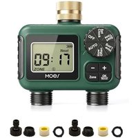 MOES Water Timer for Garden Hose 2 Outlets, Irrigation Timer with Solid Brass Inlet, IP55 Waterproof Programmable Faucet Timer with 1-7 Days Rain Dela