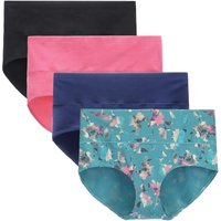 LIQQY Women's Cotton Knickers High Waist Full Coverage Brief Simple Ladies Underwear Pack of 4 L Assorted