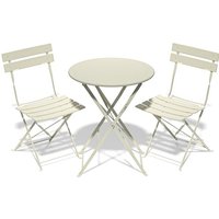RELAX FIELD Folding Bistro Table and Chairs Set of 2, Balcony Furniture, Outdoor Garden Bistro Set for 2, Small Garden Furniture Set 3 Piece, Apricot
