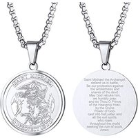 PROSTEEL Mens Angel Saint Michael Pendant St.Michael Necklace, 316L Stainless Steel/Gold Plated (Send Gift Box, Velvet Pouch) A-Stainless Steel