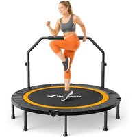 MERACH Mini Trampoline Fitness Adults - 40''/48'' Foldable Trampolines Max Load 330lb, Indoor Trampoline for Exercise Training Quiet 48'' - Include Ha