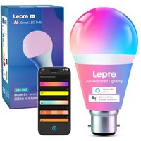 Lepro AI Smart Bulb B22, Music Sync Bayonet WiFi Bulb, Colors Changing Light Bulb Works with Alexa & Google Assistant, 806lm, App & Voice Control, Per