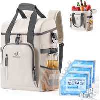 Odoland Cooler Bag 22L with 3 Ice Pack - 30 Cans Waterproof Insulated Cooler Backpack for Men Women with Bottle Opener for Commute, Camping, Travel, P