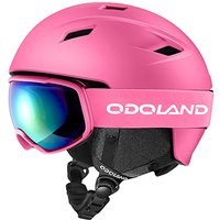 Odoland Ski Helmet Kit with Ski Ski Goggles, Snowboard Helmet for Men Women Teens Kids, Adjustable Ski Helmet and UV400 Protection Ski Goggles Pink M(