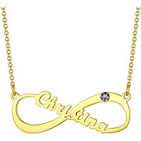 PROSTEEL Women Infinity Name Necklace Personalized with Birthstones, 1/2/3/4 Names Family Mom Nameplate Jewelry, Gold Plated/Stainless Steel-Send Gift