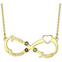PROSTEEL Women Infinity Name Necklace Personalized with Birthstones, 1/2/3/4 Names Family Mom Nameplate Jewelry, Gold Plated/Stainless Steel-Send Gift