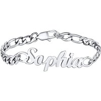 PROSTEEL Men Women Personalized Name Bracelet Custom Bracelet,19CM/21CM/23CM,Stainless Steel/Gold Plated/Black-Send Gift Box 21.0 Centimetres stainles