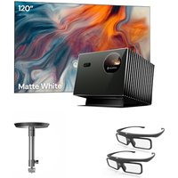 Valerion Home Theater Bundle - Includes Valerion Pro2 4k Projector + 120" Matte White Screen + Ceiling Mount Bracket + 3D Glasses 120" Matte White Scr