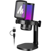 MAONO USB Microphone for PC, RGB Gaming Mic with Mute Button, Noise Cancellation Condenser Microphone with Gain knob for Streaming, Podcast, Recording