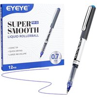 EYEYE 0.7mm Blue Pens Roller Ball, 12 Pack Medium Point Rollerball Pen Quick Dry, Liquid Ink Pens Fine Point Smooth Writing Pens for Journaling, Note
