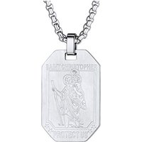 PROSTEEL St Christopher Necklace for Men, Saint Christopher Pendant Chain, Personalised Engrave Catholic Protection Pendant Jewellery Gift for Boys Ch