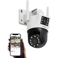 ZOSI 4MP WiFi CCTV Camera Outdoor, Dual-Lens Dual View Home Surveillance Wireless Security Camera, Color Night Vision, Auto Tracking, Person/Vehicle D