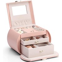 Vlando Jewellery Box for Girls, 3 Layers Leather Jewelry Storage box with Mirror & Removable Pillow for Rings Bracelets Earrings Necklaces Gift Choice