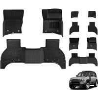 3W Double Layer Floor Mats Fit for Land Rover Defender 110 2020-2026 (Not for 7 Seat or PHEV) Pet Friendly TPE Car Mats+Carpet for LR L663, All Weathe