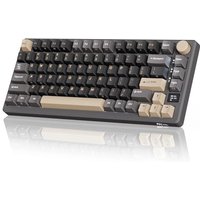 RK ROYAL KLUDGE M75 Wireless Mechanical Keyboard 2.4Ghz/BT5.1/USB-C Gaming Keyboard 75% Layout 81 Keys Gasket Mount with OLED Display & Knob RGB Backl