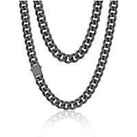 PROSTEEL Men Cuban Chain Necklace with Sturdy Clasp 6/9/12mm Width 18-30 Inch Length Chunky Necklace Silver/Gold Plated/Black 316L Stainless Steel Hip