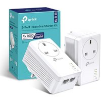 TP-Link TL-PA7027PKIT Passthrough Powerline Adapter Kit, AV1000 2-Port Gigabit, Powerline Network Adapters Speed up to 1000 Mbps, 4K Video Streaming a