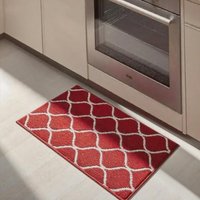 COSY HOMEER Kitchen Rug Runner 50 x 80cm, Washable Kitchen Rugs and Mats, Polypropylene Carpet Runner for Kitchen Entryway Hallway Laundry Room, Red R