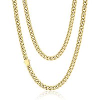 PROSTEEL Men Cuban Chain Necklace with Sturdy Clasp 6/9/12mm Width 18-30 Inch Length Chunky Necklace Silver/Gold Plated/Black 316L Stainless Steel Hip