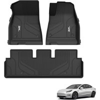 3W Floor Mats Fit for Tesla Model 3 2019-2023, TPE Dog Friendly Floor Liner, Custom Fit Tesla Model 3 Car Mats, All Weather Waterproof Non Slip Easy t