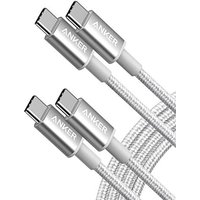 Anker USB C to USB C Charger Cable, New Nylon(6 ft, 2-Pack), 60W (3A) for iPhone 17/16/15, iPad Pro, Samsung Galaxy, MacBook Pro,and More(Silver) 1.8M