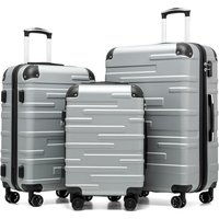 COOLIFE Hard Shell Suitcase with TSA Lock and 4 Spinner Wheels Lightweight Durable (Bright Silver, 3 Pcs Set)