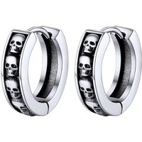 PROSTEEL Mens Hoop Earrings, Huggie Earrings Small Silver/Black/Gold Plated -With Gift Box Skull-silver