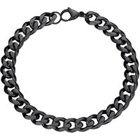 PROSTEEL Mens Cuban Chain Bracelet Silver, 3/6/9/12MM Width, 19/21CM Length, Strong 316L Stainless Steel (Send Gift Box) Black-9mm 19 CM Length