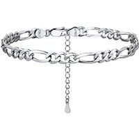 PROSILVER Women Sterling Silver Anklet, S925 Silver Ankle Bracelet Figaro/Cuban/Heart Foot Chain for Beach Summer - Send Gift Box 1-figaro 5mm