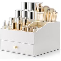 Vlando Makeup Organiser with Drawer, Perfume Skincare Organiser for Lipstick, Jewellery & Skincare Storage,White White-single Drawer