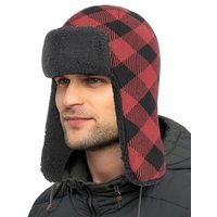 Outddor Shaping Trapper Hat for Men Women Windproof Plaid Trooper Hat Ushanka Ear Flaps Warm Winter Outdoor Hats Tibetan Red