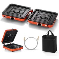 Odoland Portable 2 Burner Camping Stove, 4400w Camp Stove Lightweight Gas Stove for Camping Cooking Outdoor Backpacking and Picnic