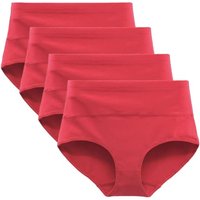 LIQQY Women's Cotton Knickers High Waist Full Coverage Brief Simple Ladies Underwear Pack of 4 S Red