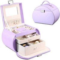 Vlando Jewellery Box for Teen Girl Jewellery Organizer with Mirror for Rings Bracelets Earrings Necklaces PU Leather Gift for Girls and Women Purple