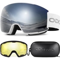 Odoland OTG Ski Goggles Set with Detachable Lens, Interchangeable Lens, Anti-Fog 400 UV Protection Snow Goggles for Men and Women, Helmet Compatible V