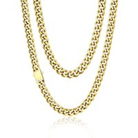 PROSTEEL Men Cuban Chain Necklace with Sturdy Clasp 6/9/12mm Width 18-30 Inch Length Chunky Necklace Silver/Gold Plated/Black 316L Stainless Steel Hip