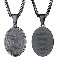 PROSTEEL Mens Angel Saint Michael Pendant St.Michael Necklace, 316L Stainless Steel/Gold Plated (Send Gift Box, Velvet Pouch) C-Black