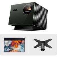 Valerion VisionMaster Pro2 4K Triple Laser Projector Bundle with 120" Rechargeable Waterproof Motorized Projector Screen and Ceiling Mount Conversion