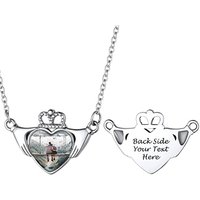 PROSTEEL Women Personalized Heart Locket Necklace, Custom Photo Name Pendant, Inspirational Gifts, Silver Color/Gold Plated-Send Gift Box Crown-silver