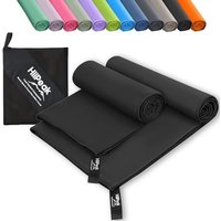 HiiPeak Microfibre Towel 2 packï¼160x80cm+80x40cmï¼ Compact Camping Beach Towel - Quick Dry Ultra Lightweight Absorbent Sports Gym Yoga Swimming Hik